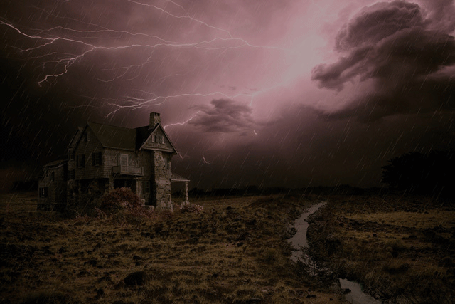 Storm over a farm
