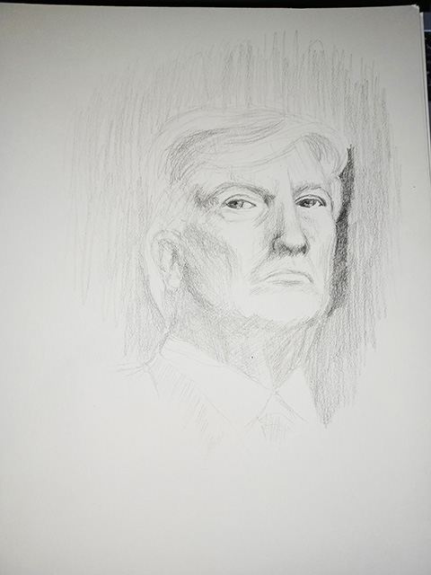 Charcoal, using a reverse technique, drawing with an eraser, Drawing II--no  website just picture